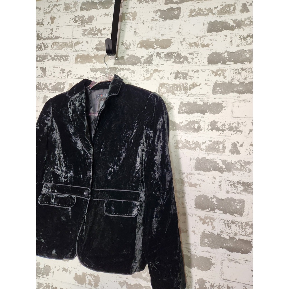 Black Crushed Velvet Blazer Size 6 Tailored Romantic Whimsigoth - Picture 5 of 16
